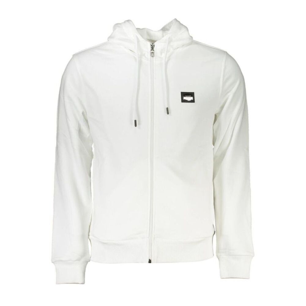 Cavalli Class White Cotton Men's Hooded Men's Sweater